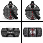 Black Aotearoa Taniko Motif Duffle Bag Vintage Maori New Zealand Tribal Art Pattern