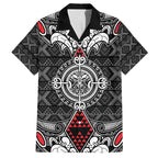 Black Aotearoa Tanilo Motif Family Matching Long Sleeve Bodycon Dress and Hawaiian Shirt Vintage Maori New Zealand Tribal Art Pattern