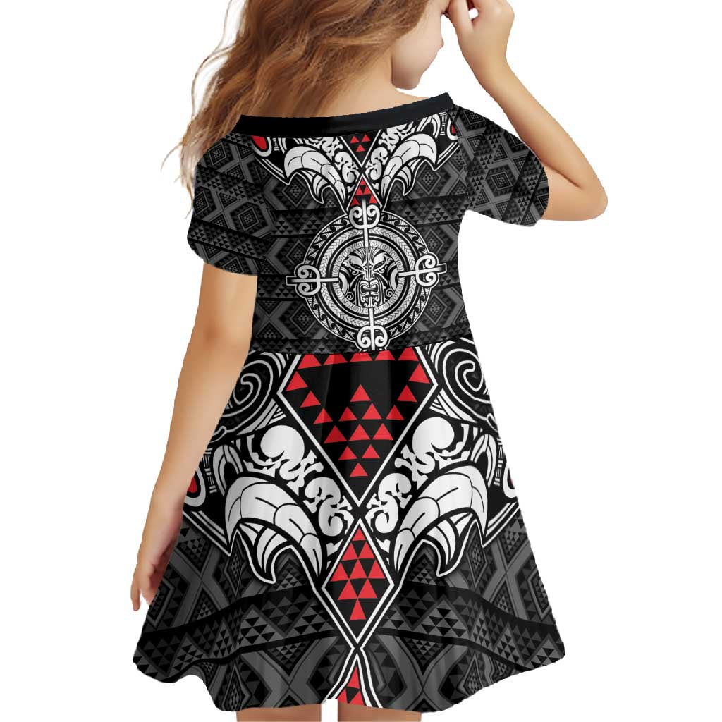 Black Aotearoa Tanilo Motif Family Matching Summer Maxi Dress and Hawaiian Shirt Vintage Maori New Zealand Tribal Art Pattern