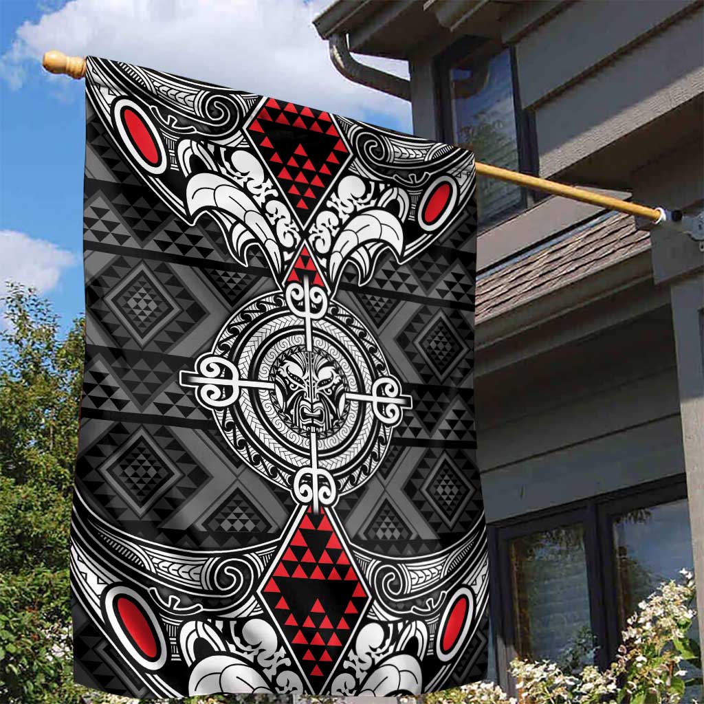 Black Aotearoa Taniko Motif Garden Flag Vintage Maori New Zealand Tribal Art Pattern