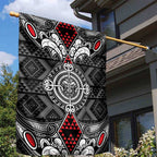Black Aotearoa Taniko Motif Garden Flag Vintage Maori New Zealand Tribal Art Pattern