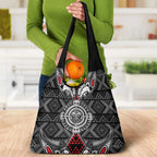 Black Aotearoa Taniko Motif Grocery Bag Vintage Maori New Zealand Tribal Art Pattern