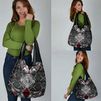 Black Aotearoa Taniko Motif Grocery Bag Vintage Maori New Zealand Tribal Art Pattern