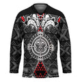 Black Aotearoa Taniko Motif Hockey Jersey Vintage Maori New Zealand Tribal Art Pattern - Aussie Hoodie