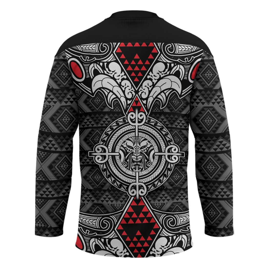 Black Aotearoa Taniko Motif Hockey Jersey Vintage Maori New Zealand Tribal Art Pattern - Aussie Hoodie