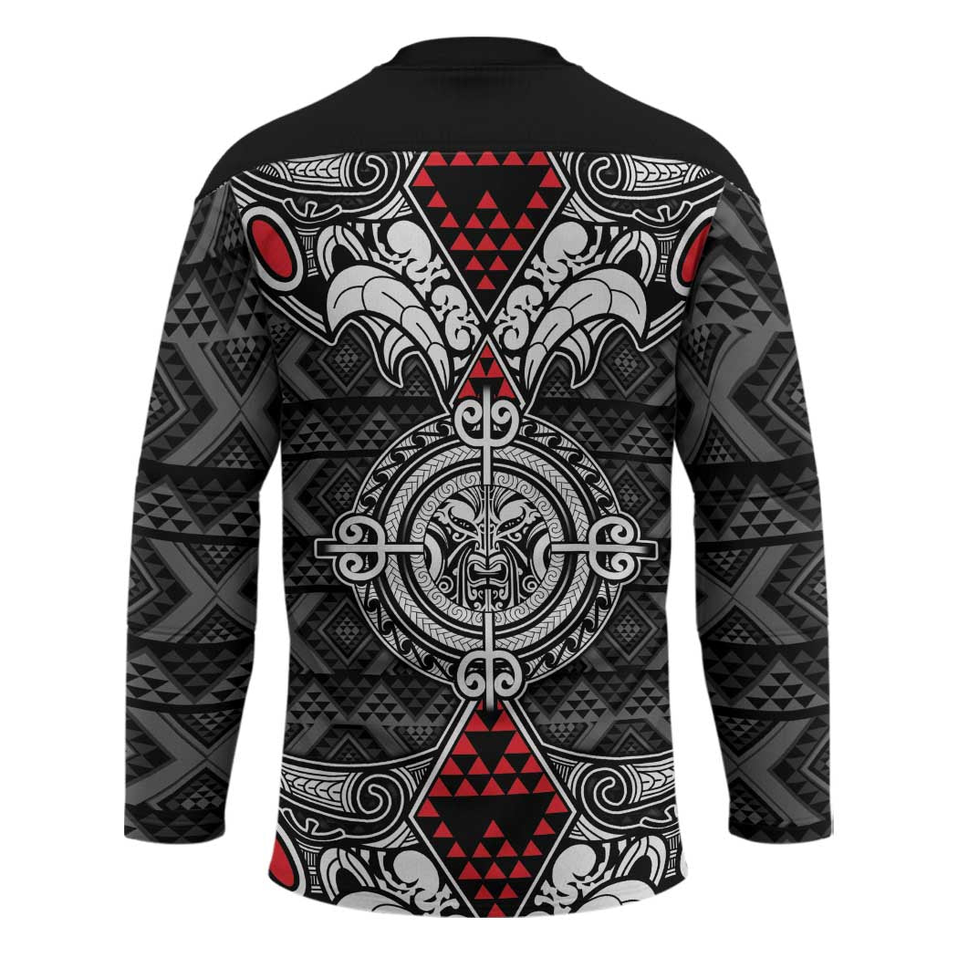 Black Aotearoa Taniko Motif Hockey Jersey Vintage Maori New Zealand Tribal Art Pattern - Aussie Hoodie