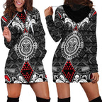 Black Aotearoa Tanilo Motif Hoodie Dress Vintage Maori New Zealand Tribal Art Pattern