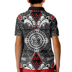 Black Aotearoa Tanilo Motif Kid Polo Shirt Vintage Maori New Zealand Tribal Art Pattern