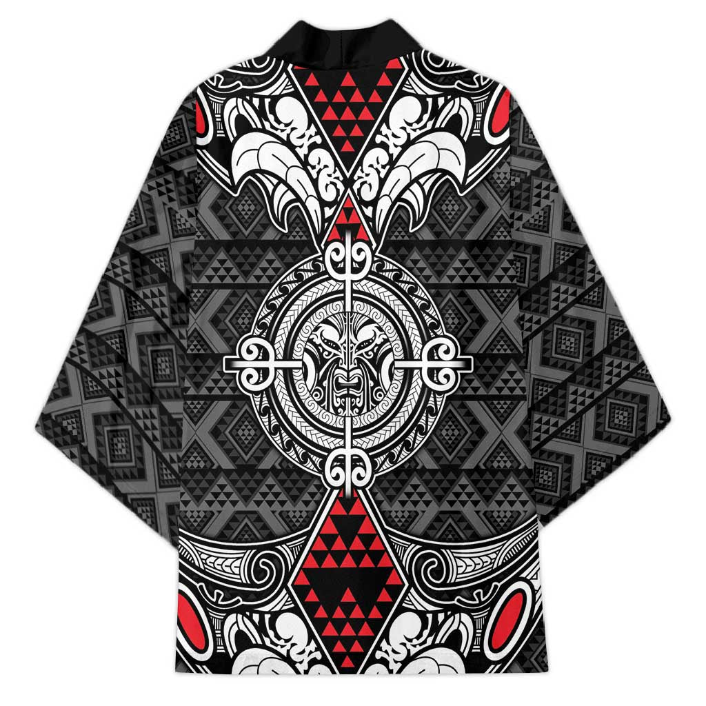 Black Aotearoa Taniko Motif Kimono Vintage Maori New Zealand Tribal Art Pattern - Aussie Hoodie