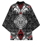 Black Aotearoa Taniko Motif Kimono Vintage Maori New Zealand Tribal Art Pattern - Aussie Hoodie