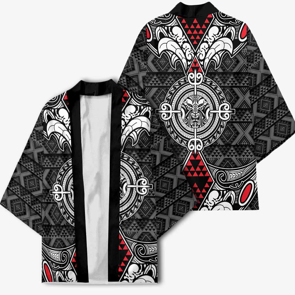 Black Aotearoa Taniko Motif Kimono Vintage Maori New Zealand Tribal Art Pattern - Aussie Hoodie