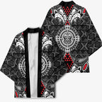 Black Aotearoa Taniko Motif Kimono Vintage Maori New Zealand Tribal Art Pattern - Aussie Hoodie