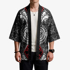 Black Aotearoa Taniko Motif Kimono Vintage Maori New Zealand Tribal Art Pattern - Aussie Hoodie