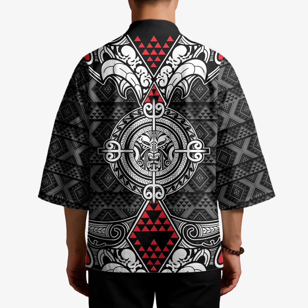 Black Aotearoa Taniko Motif Kimono Vintage Maori New Zealand Tribal Art Pattern - Aussie Hoodie