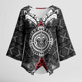 Black Aotearoa Taniko Motif Kimono Sleeve Blouse Vintage Maori New Zealand Tribal Art Pattern - Aussie Hoodie