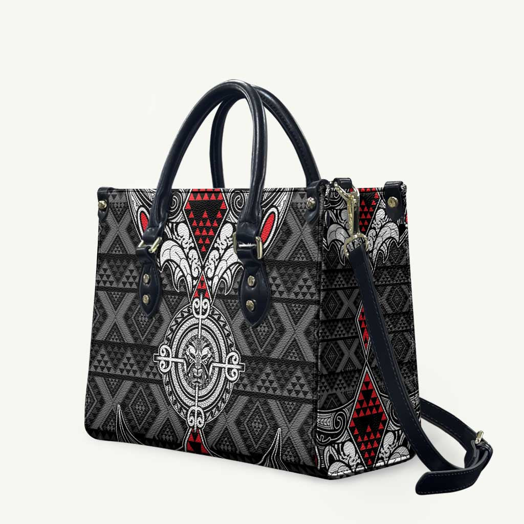 Black Aotearoa Taniko Motif Leather Bag Vintage Maori New Zealand Tribal Art Pattern - Aussie Hoodie