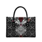 Black Aotearoa Taniko Motif Leather Bag Vintage Maori New Zealand Tribal Art Pattern - Aussie Hoodie