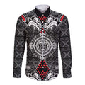 Black Aotearoa Tanilo Motif Long Sleeve Button Shirt Vintage Maori New Zealand Tribal Art Pattern