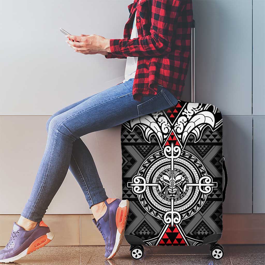 Black Aotearoa Taniko Motif Luggage Cover Vintage Maori New Zealand Tribal Art Pattern