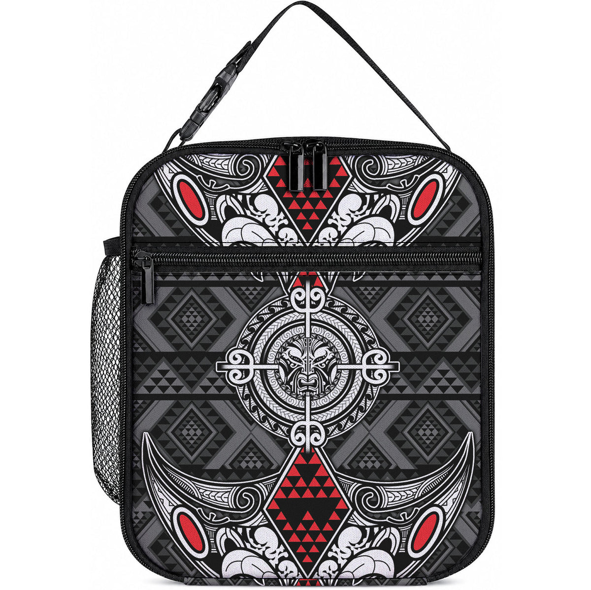 Black Aotearoa Taniko Motif Lunch Bag Vintage Maori New Zealand Tribal Art Pattern