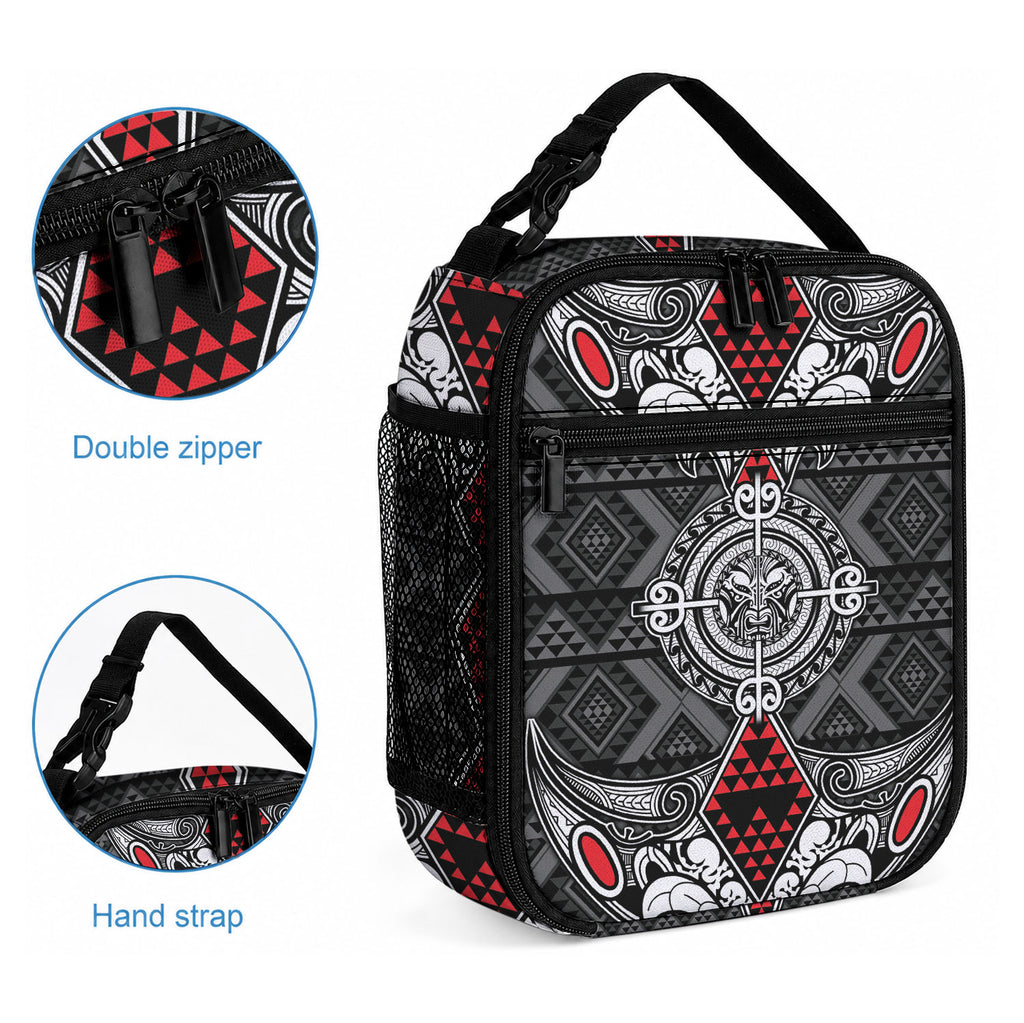 Black Aotearoa Taniko Motif Lunch Bag Vintage Maori New Zealand Tribal Art Pattern