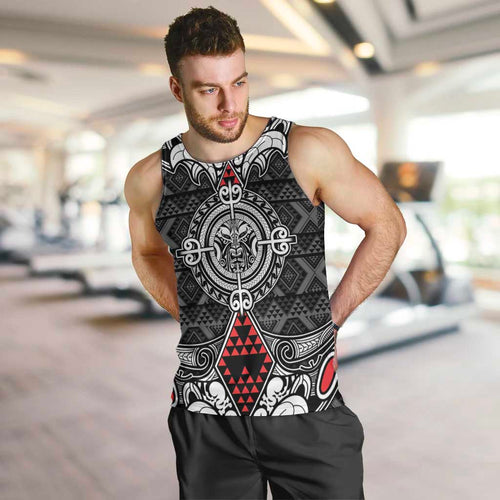 Black Aotearoa Tanilo Motif Men Tank Top Vintage Maori New Zealand Tribal Art Pattern