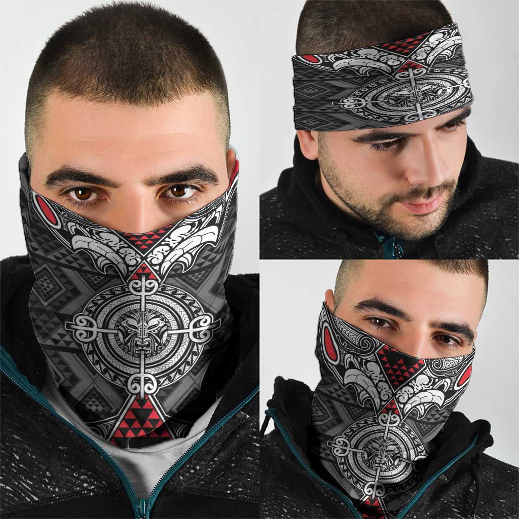 Black Aotearoa Taniko Motif Neck Gaiter Vintage Maori New Zealand Tribal Art Pattern - Aussie Hoodie