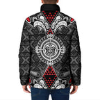 Black Aotearoa Taniko Motif Padded Jacket Vintage Maori New Zealand Tribal Art Pattern - Aussie Hoodie