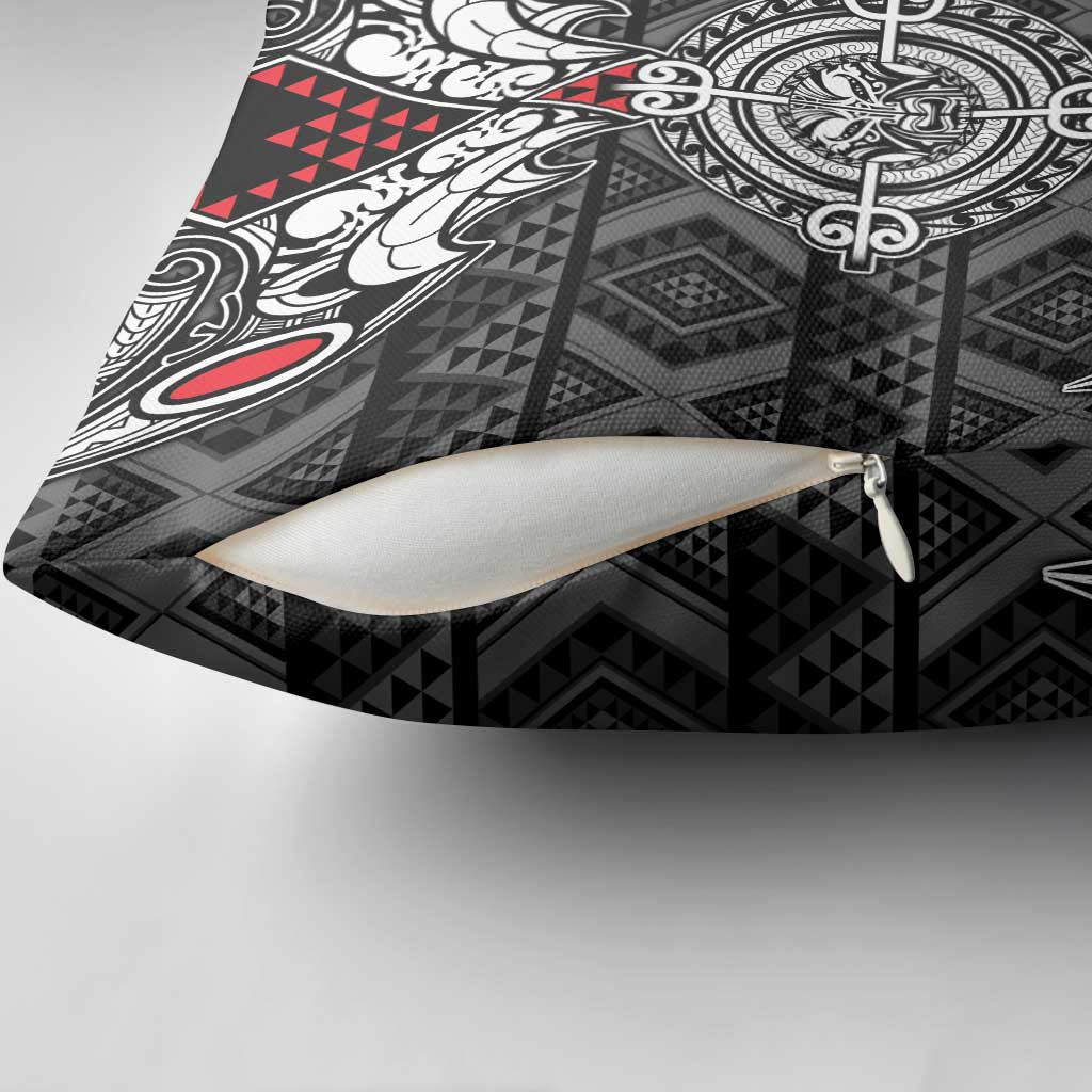 Black Aotearoa Taniko Motif Pillow Cover Vintage Maori New Zealand Tribal Art Pattern - Aussie Hoodie