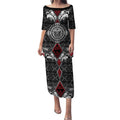 Black Aotearoa Tanilo Motif Puletasi Vintage Maori New Zealand Tribal Art Pattern