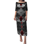 Black Aotearoa Tanilo Motif Puletasi Vintage Maori New Zealand Tribal Art Pattern