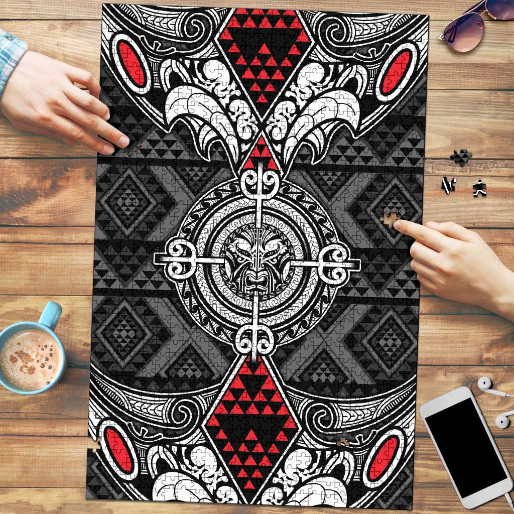 Black Aotearoa Taniko Motif Puzzle Vintage Maori New Zealand Tribal Art Pattern - Aussie Hoodie