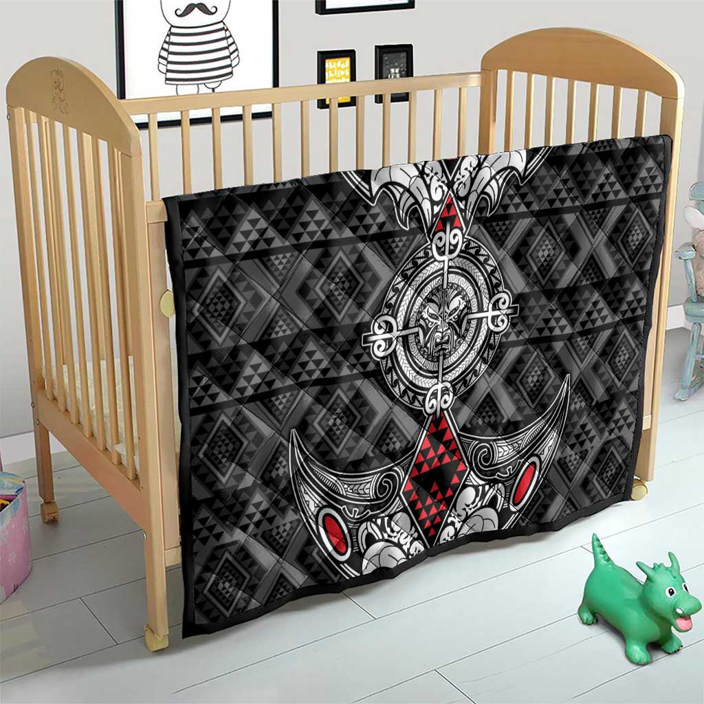Black Aotearoa Taniko Motif Quilt Vintage Maori New Zealand Tribal Art Pattern