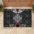 Black Aotearoa Taniko Motif Rubber Doormat Vintage Maori New Zealand Tribal Art Pattern