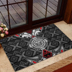 Black Aotearoa Taniko Motif Rubber Doormat Vintage Maori New Zealand Tribal Art Pattern