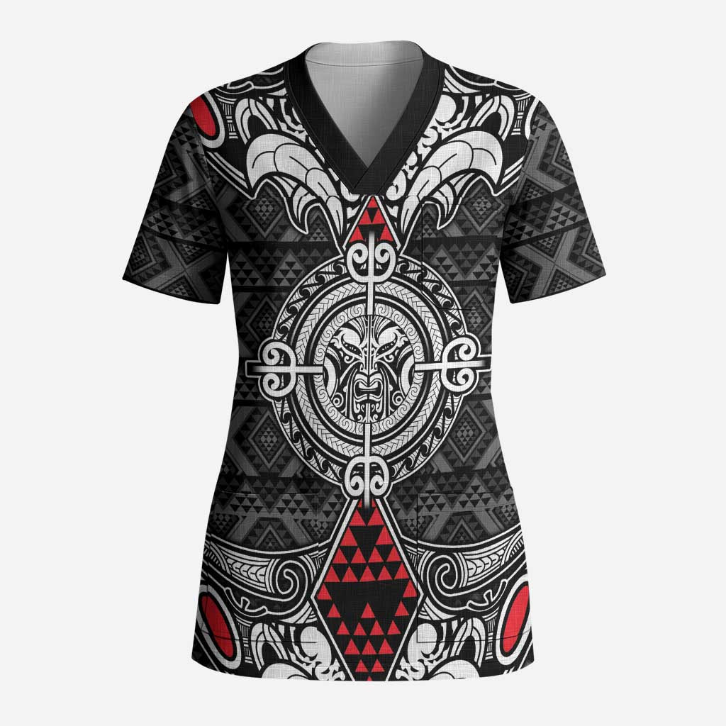 Black Aotearoa Taniko Motif Scrub Top Vintage Maori New Zealand Tribal Art Pattern - Aussie Hoodie