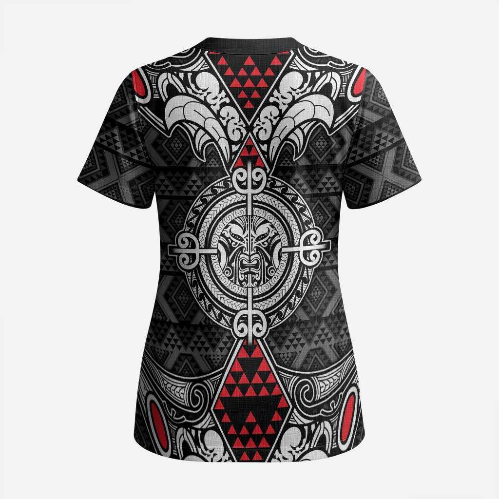 Black Aotearoa Taniko Motif Scrub Top Vintage Maori New Zealand Tribal Art Pattern - Aussie Hoodie