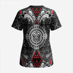 Black Aotearoa Taniko Motif Scrub Top Vintage Maori New Zealand Tribal Art Pattern - Aussie Hoodie