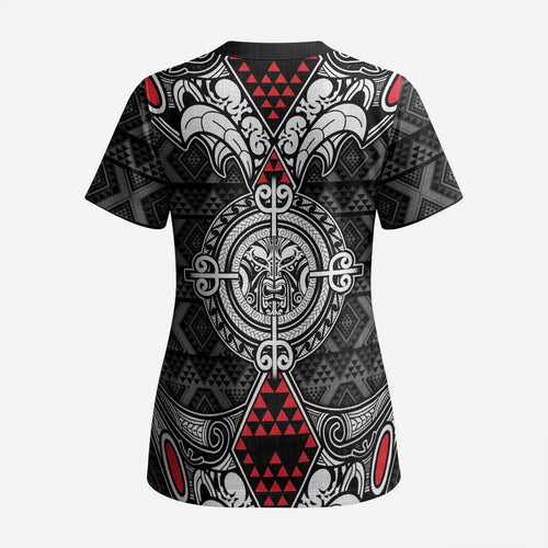 Black Aotearoa Taniko Motif Scrub Top Vintage Maori New Zealand Tribal Art Pattern - Aussie Hoodie