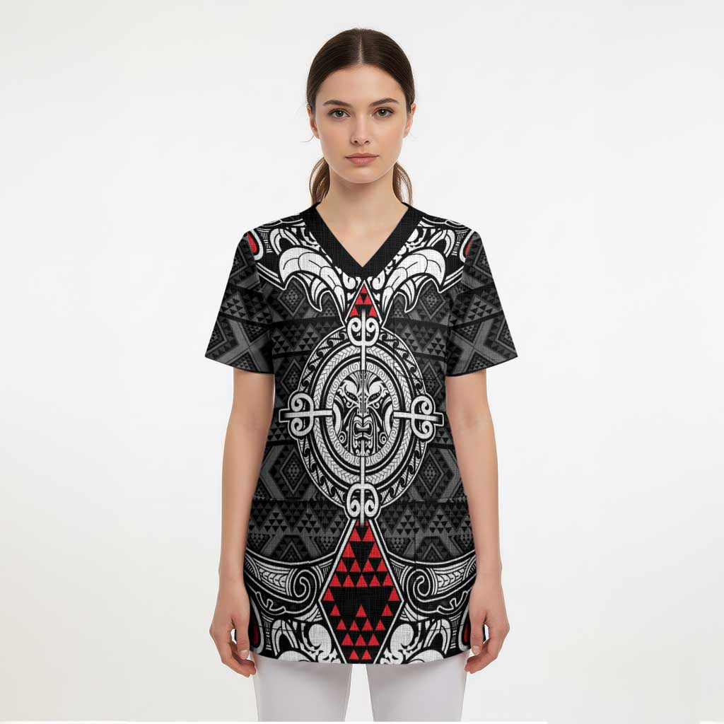 Black Aotearoa Taniko Motif Scrub Top Vintage Maori New Zealand Tribal Art Pattern - Aussie Hoodie