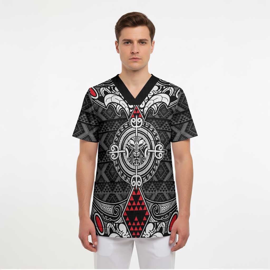 Black Aotearoa Taniko Motif Scrub Top Vintage Maori New Zealand Tribal Art Pattern - Aussie Hoodie