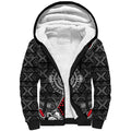Black Aotearoa Tanilo Motif Sherpa Hoodie Vintage Maori New Zealand Tribal Art Pattern