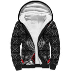 Black Aotearoa Tanilo Motif Sherpa Hoodie Vintage Maori New Zealand Tribal Art Pattern