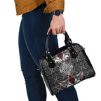 Black Aotearoa Taniko Motif Shoulder Handbag Vintage Maori New Zealand Tribal Art Pattern