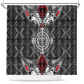 Black Aotearoa Taniko Motif Shower Curtain Vintage Maori New Zealand Tribal Art Pattern