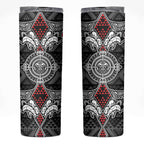 Black Aotearoa Taniko Motif Skinny Tumbler Vintage Maori New Zealand Tribal Art Pattern
