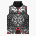 Black Aotearoa Taniko Motif Sleeveless Puffer Jacket Vintage Maori New Zealand Tribal Art Pattern - Aussie Hoodie