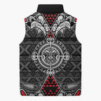Black Aotearoa Taniko Motif Sleeveless Puffer Jacket Vintage Maori New Zealand Tribal Art Pattern - Aussie Hoodie