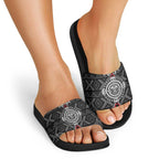Black Aotearoa Taniko Motif Slide Sandals Vintage Maori New Zealand Tribal Art Pattern - Aussie Hoodie