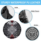 Black Aotearoa Taniko Motif Spare Tire Cover Vintage Maori New Zealand Tribal Art Pattern